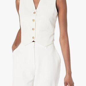 The Drop Women's Sadoe Cropped Slim Vest  Size Large, Ivory